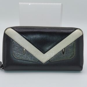 FENDI Monster Leather Zippy Zip Around Long Wallet /1F8819
